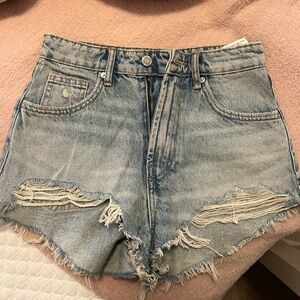 Zara Light Blue Distressed Jean Shorts